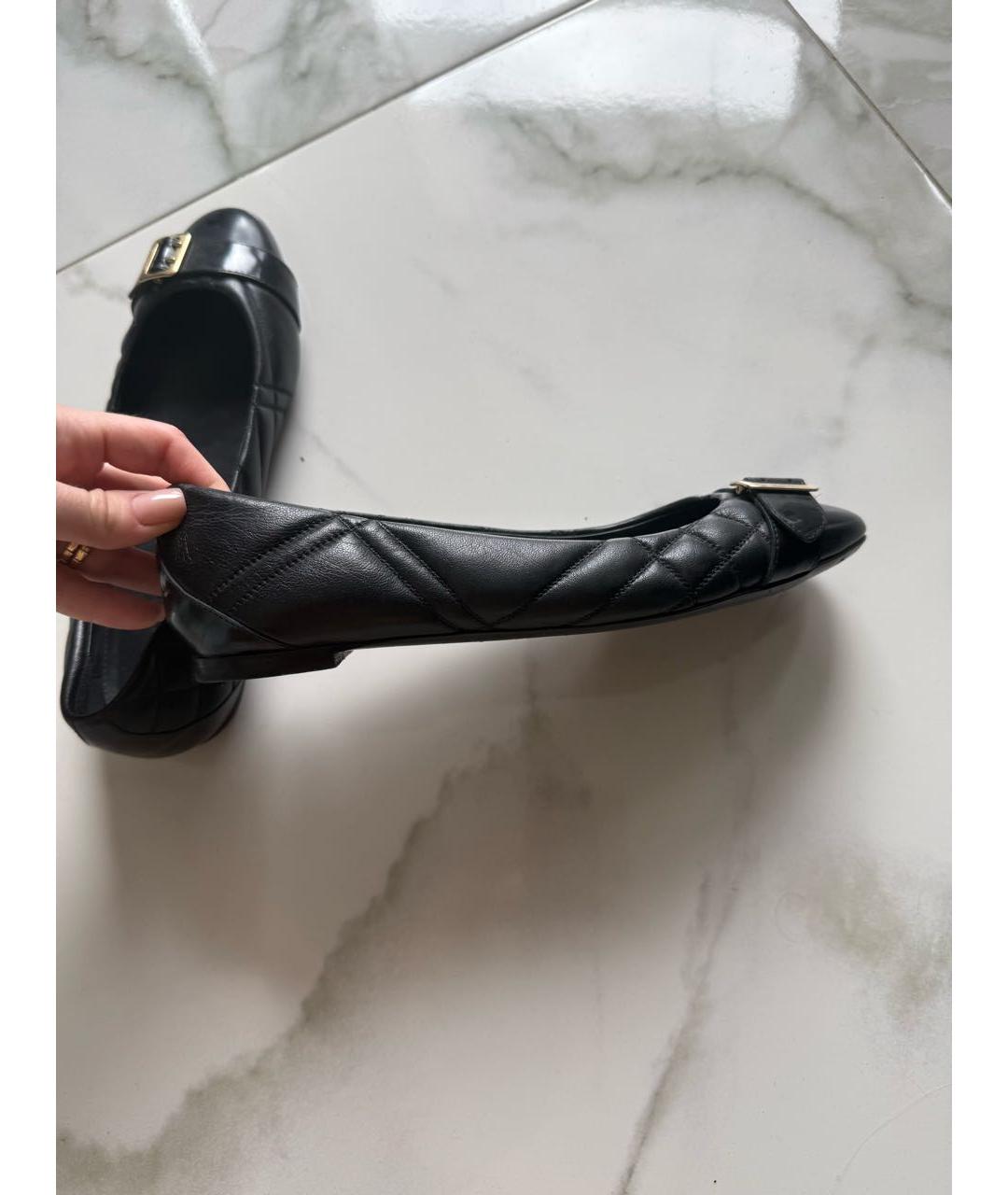 BURBERRY Черные кожаные балетки, фото 4
