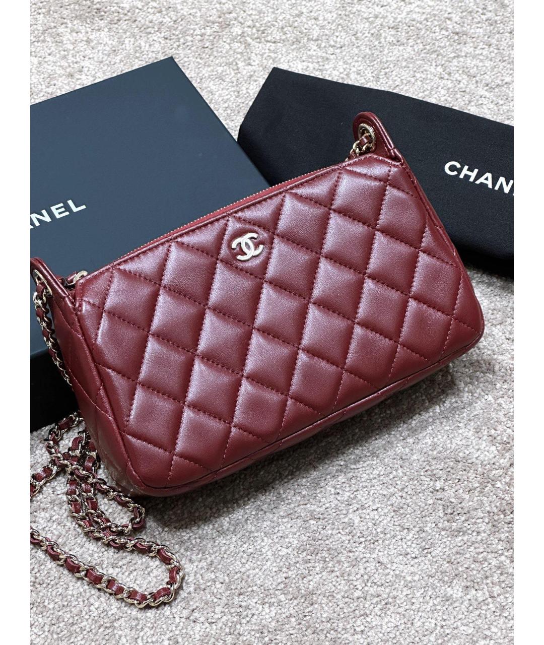 CHANEL Бордовая кожаная сумка через плечо, фото 2