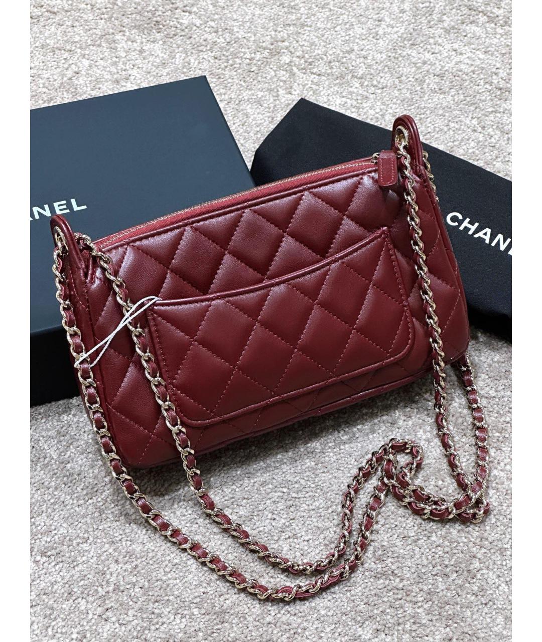 CHANEL Бордовая кожаная сумка через плечо, фото 3