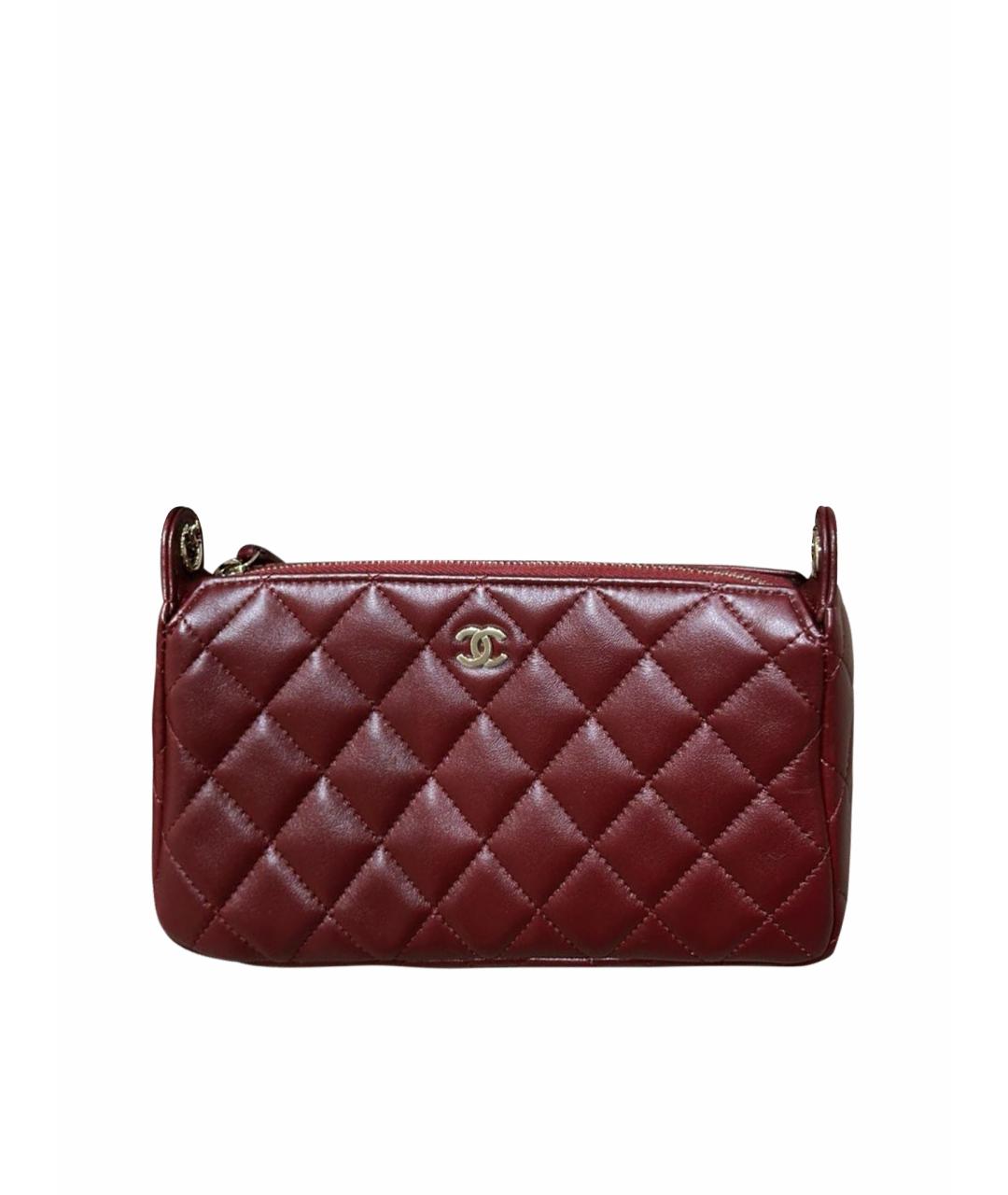 CHANEL Бордовая кожаная сумка через плечо, фото 1