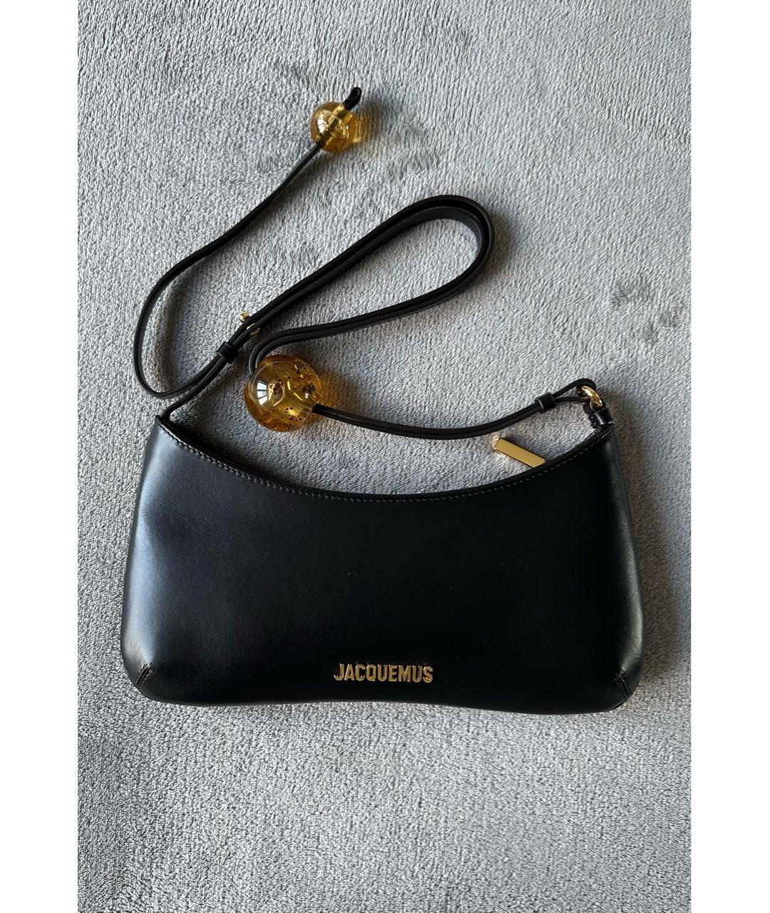 JACQUEMUS Черная кожаная сумка через плечо, фото 5