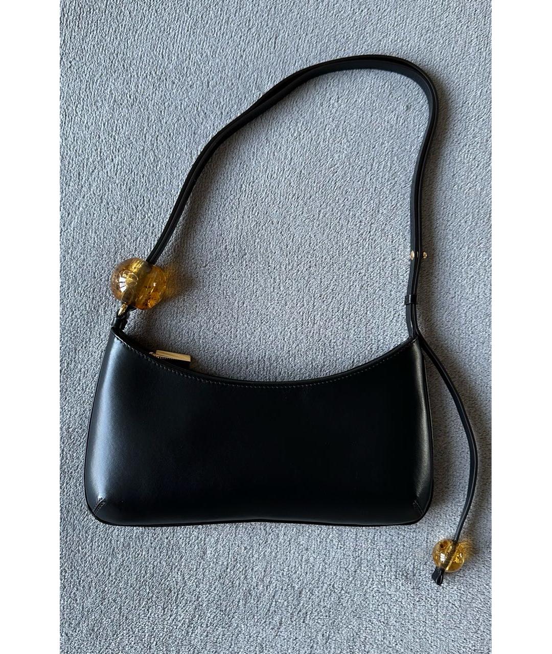 JACQUEMUS Черная кожаная сумка через плечо, фото 4
