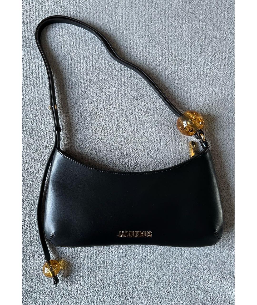 JACQUEMUS Черная кожаная сумка через плечо, фото 3