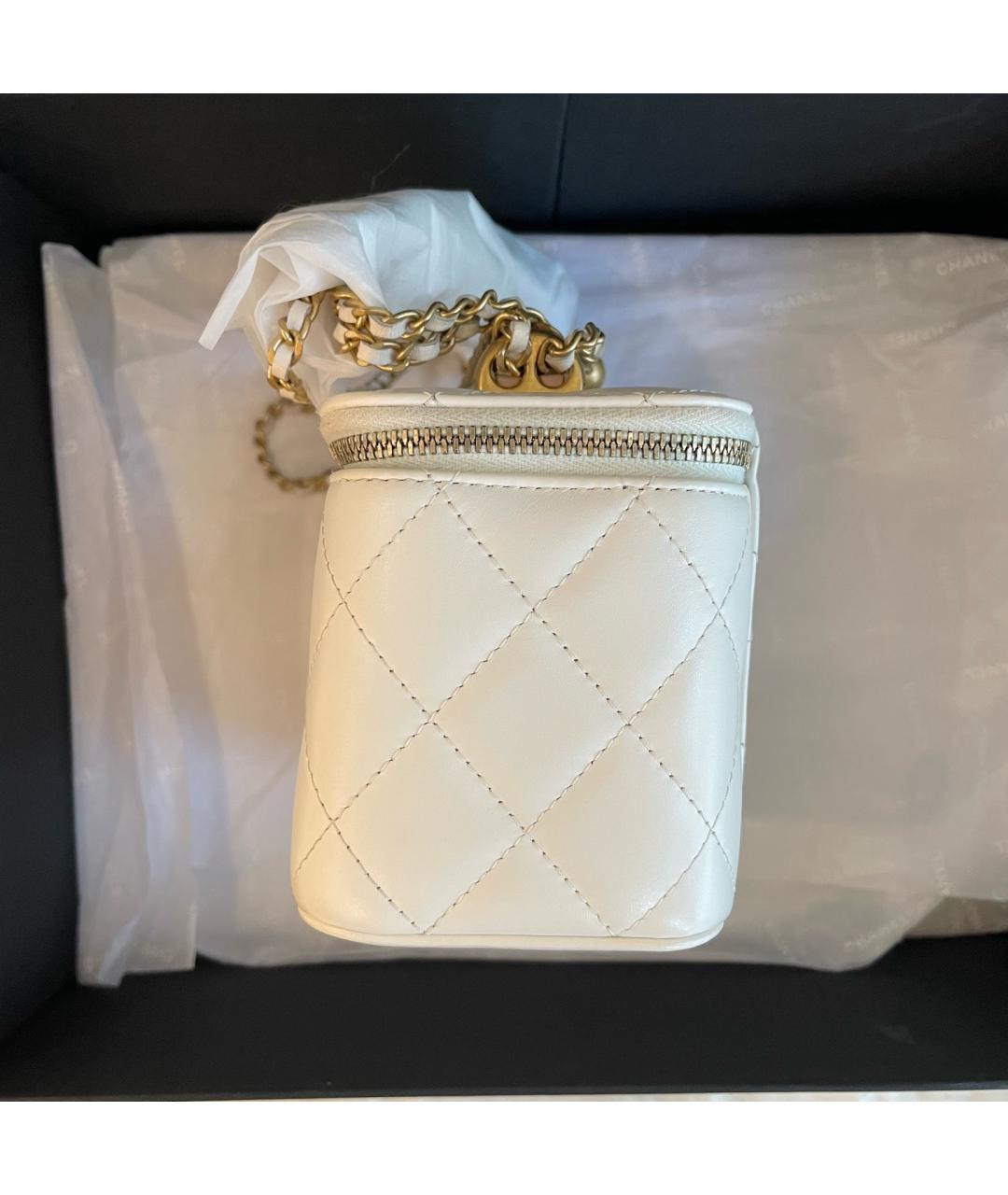 CHANEL Белая кожаная сумка через плечо, фото 5