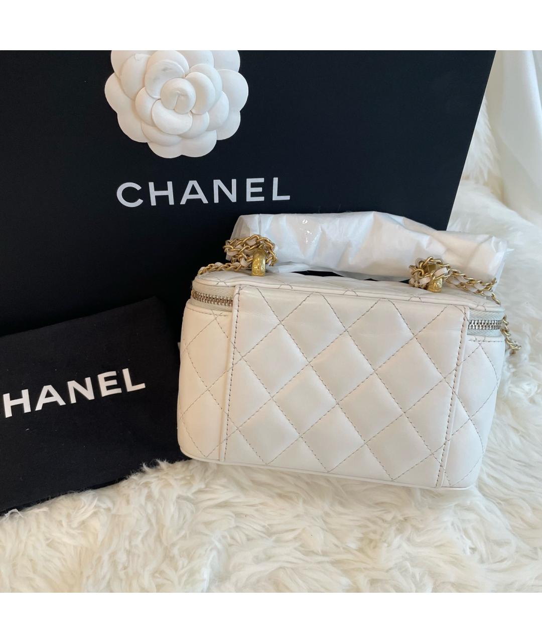 CHANEL Белая кожаная сумка через плечо, фото 3