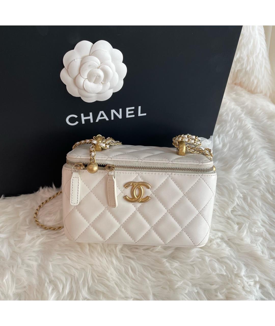 CHANEL Белая кожаная сумка через плечо, фото 7