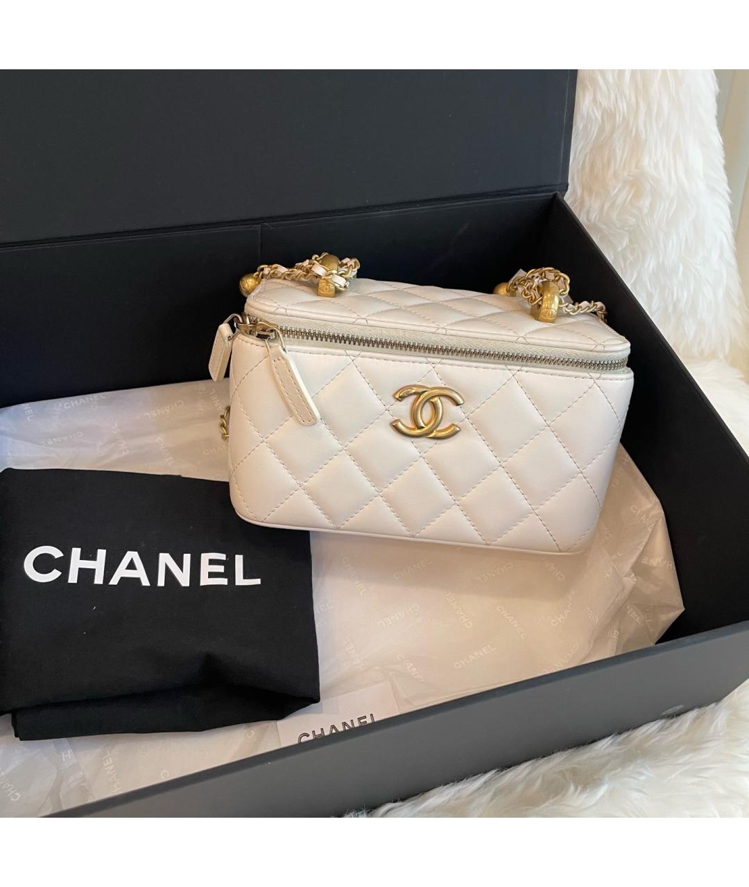 CHANEL Белая кожаная сумка через плечо, фото 2