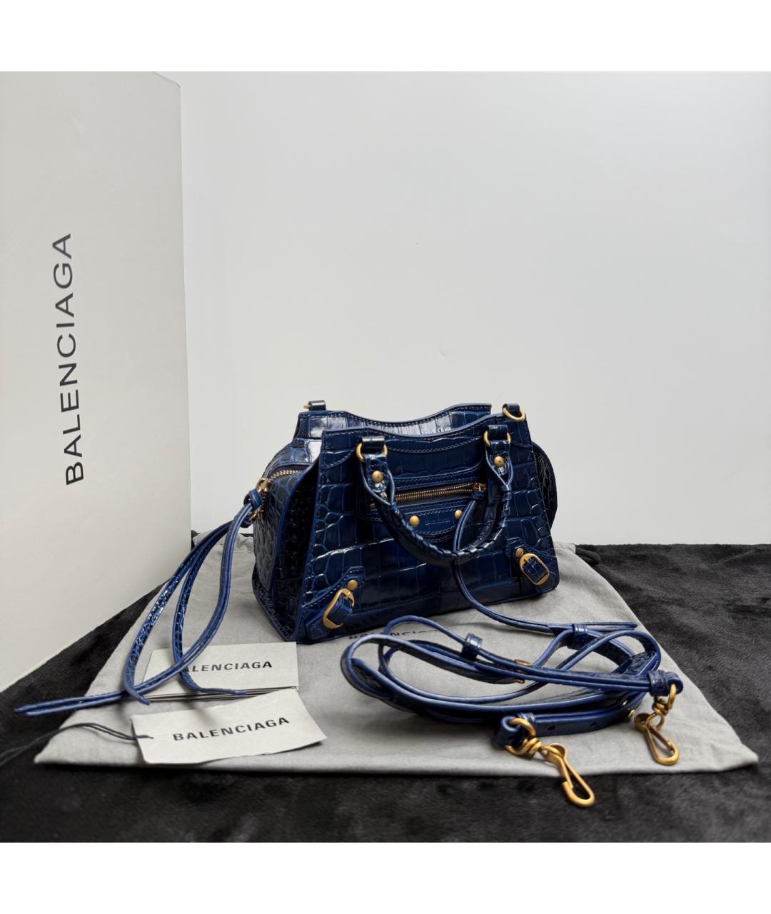 BALENCIAGA Синяя кожаная сумка с короткими ручками, фото 2