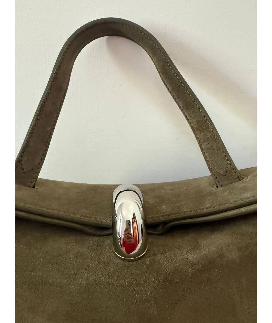 JACQUEMUS Хаки замшевая сумка тоут, фото 5