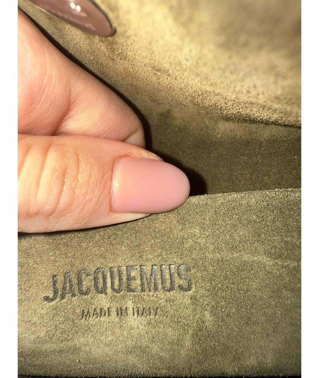 JACQUEMUS Хаки замшевая сумка тоут, фото 4