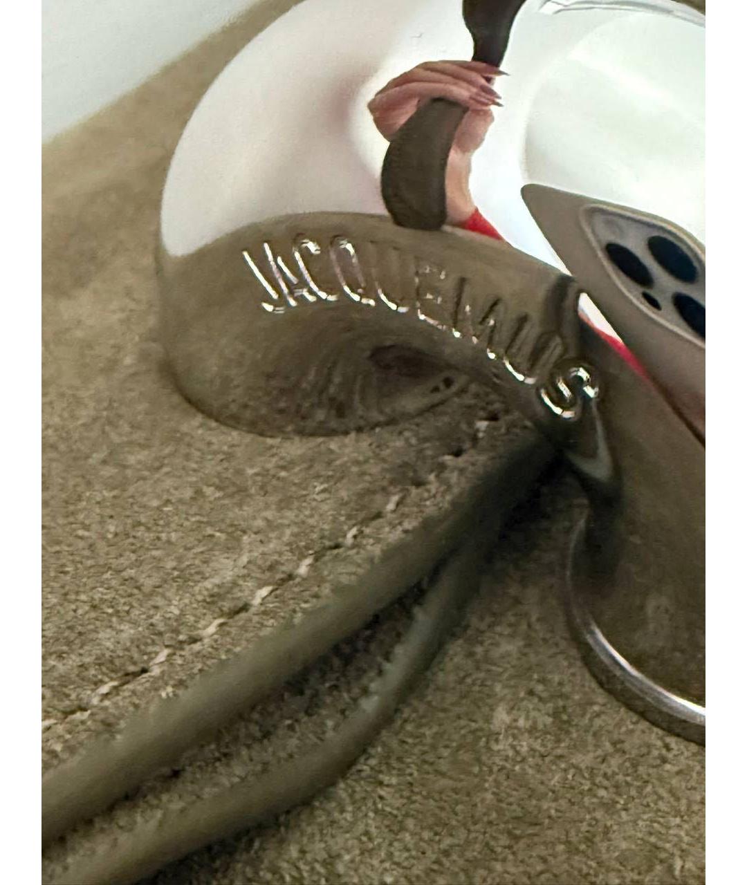 JACQUEMUS Хаки замшевая сумка тоут, фото 6