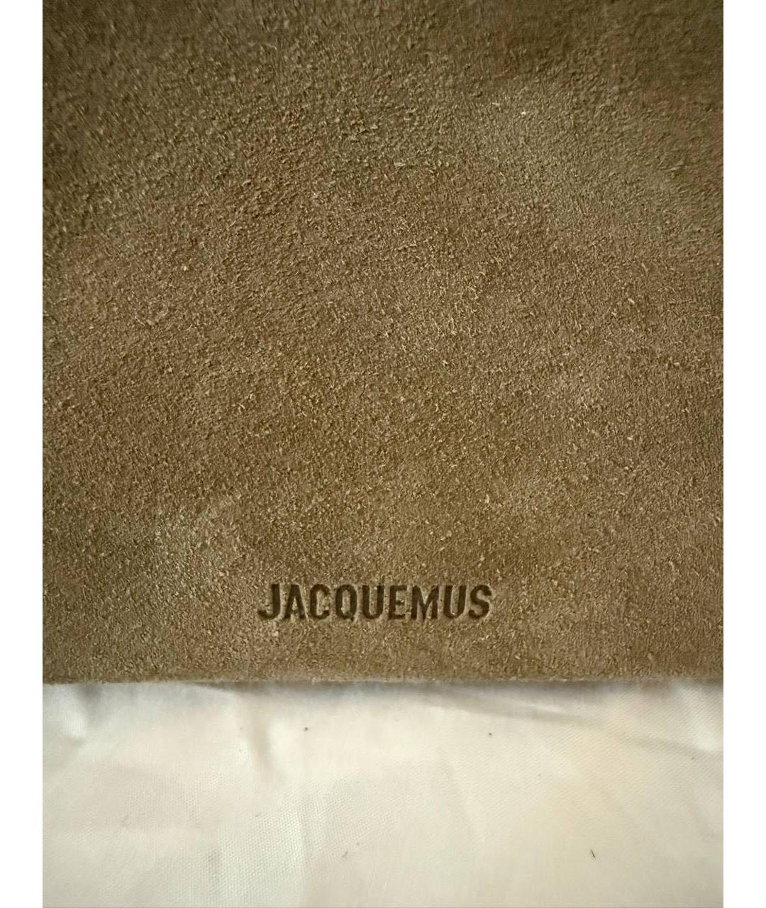 JACQUEMUS Хаки замшевая сумка тоут, фото 8