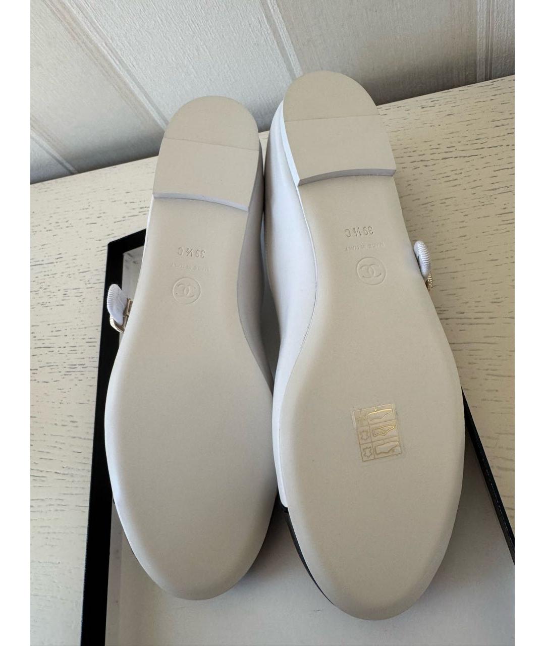 CHANEL Белые кожаные балетки, фото 6