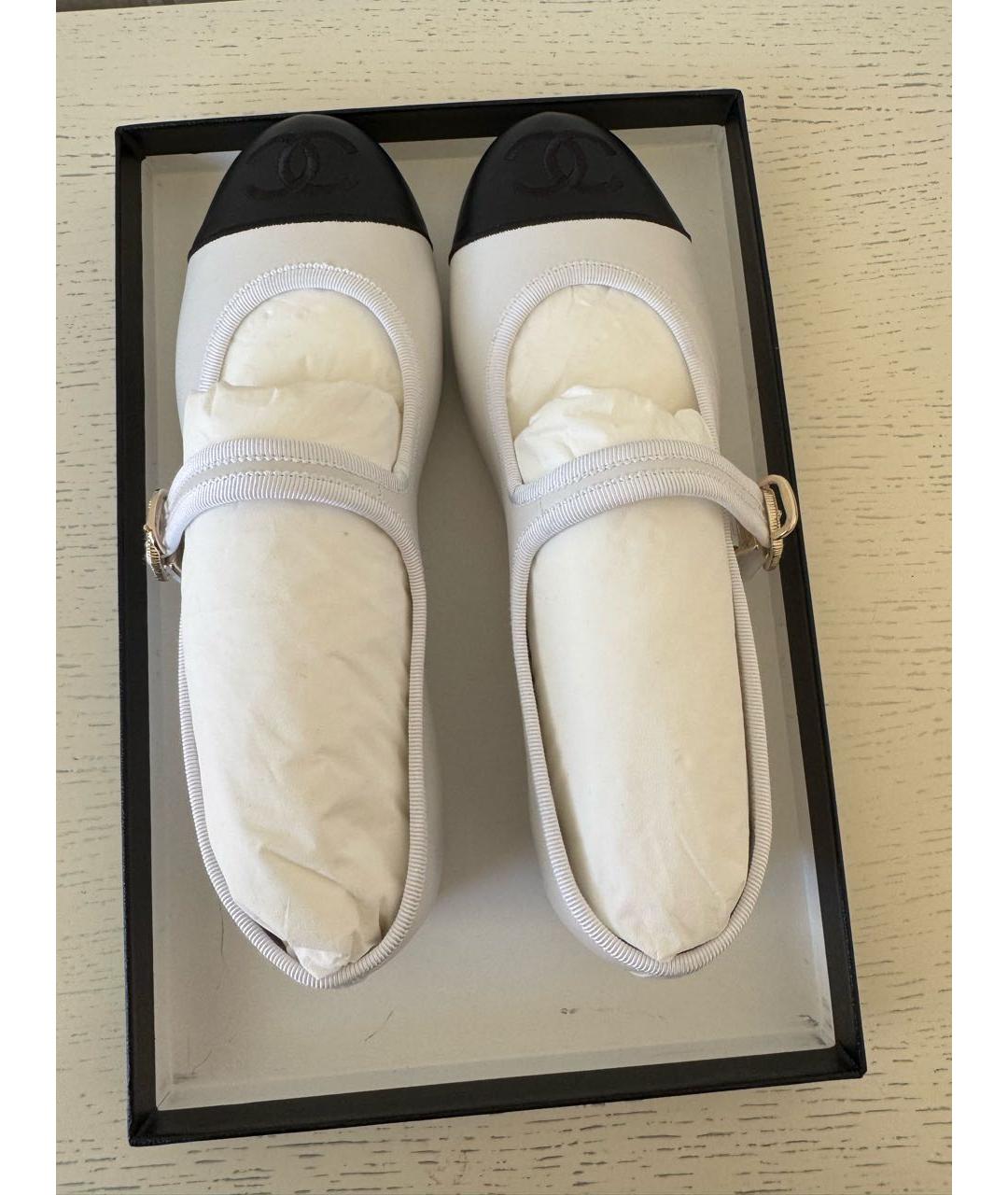 CHANEL Белые кожаные балетки, фото 5