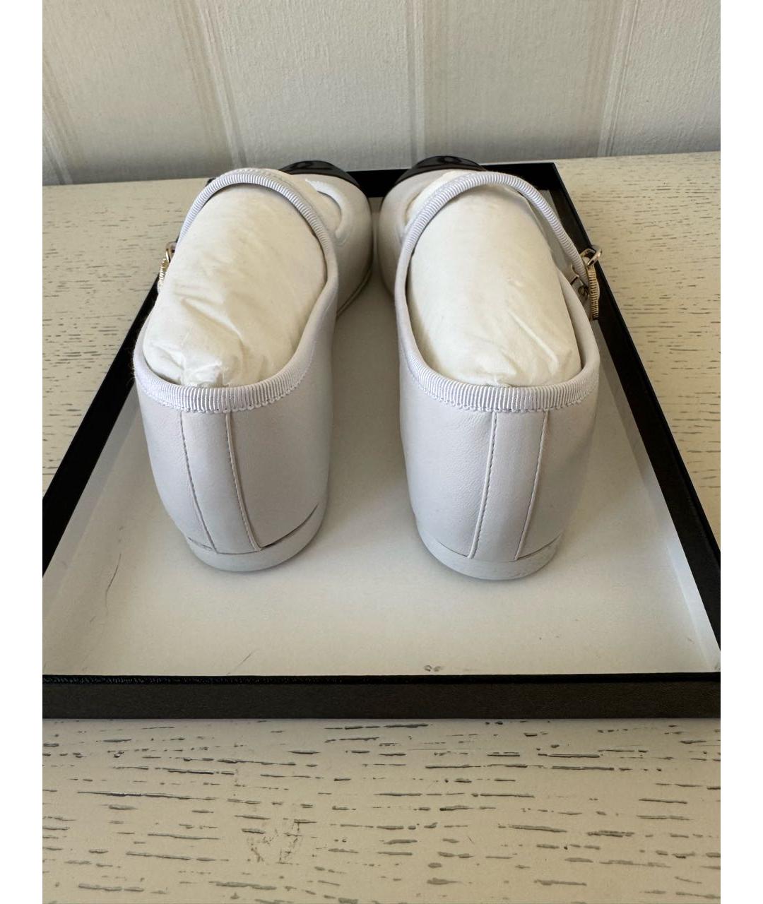 CHANEL Белые кожаные балетки, фото 7