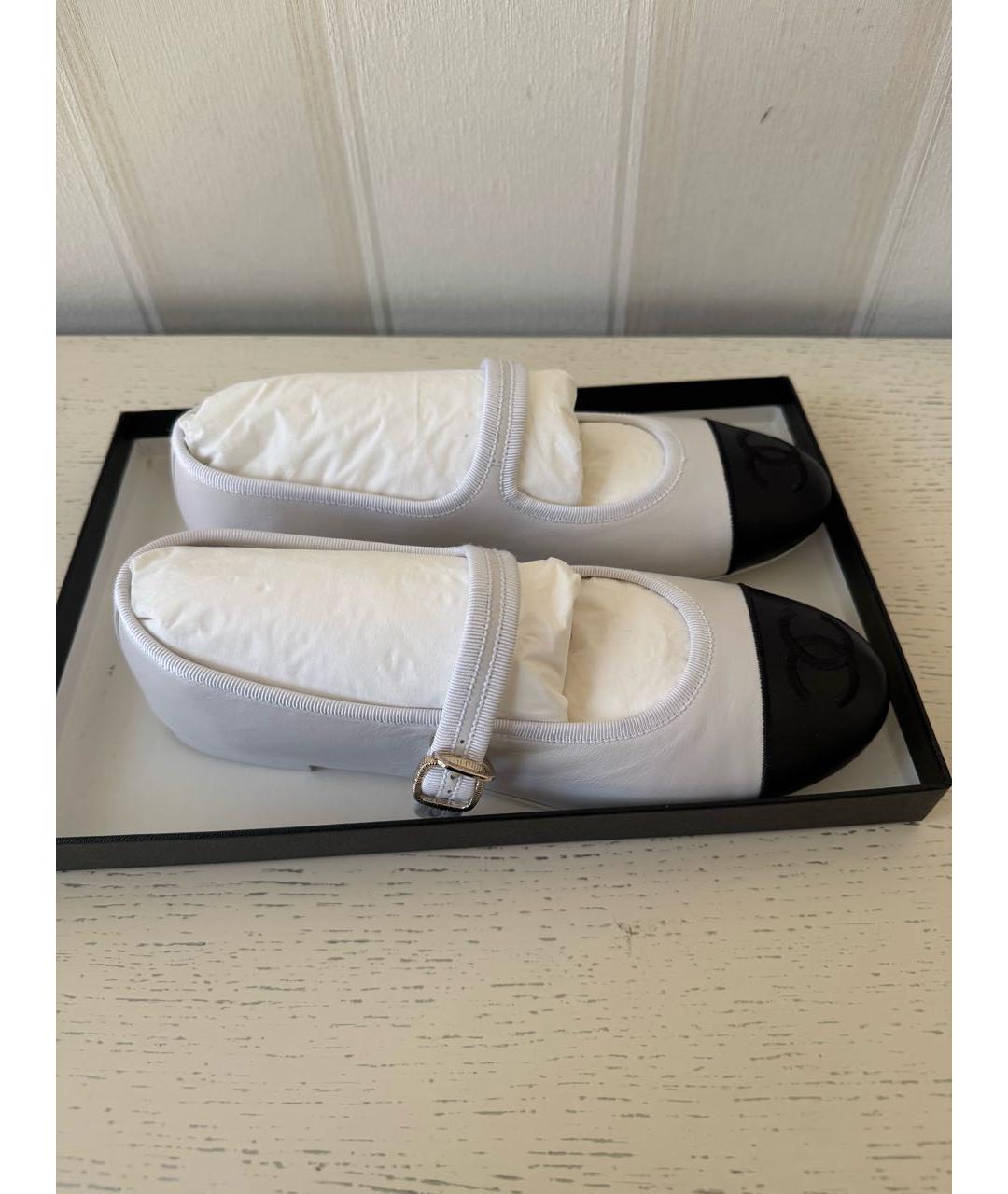 CHANEL Белые кожаные балетки, фото 8