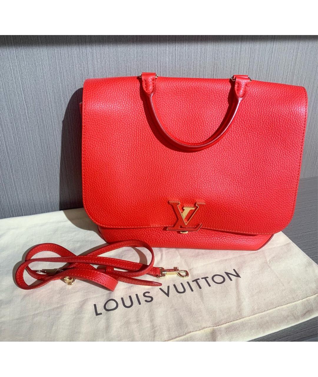 LOUIS VUITTON Красная кожаная сумка тоут, фото 9