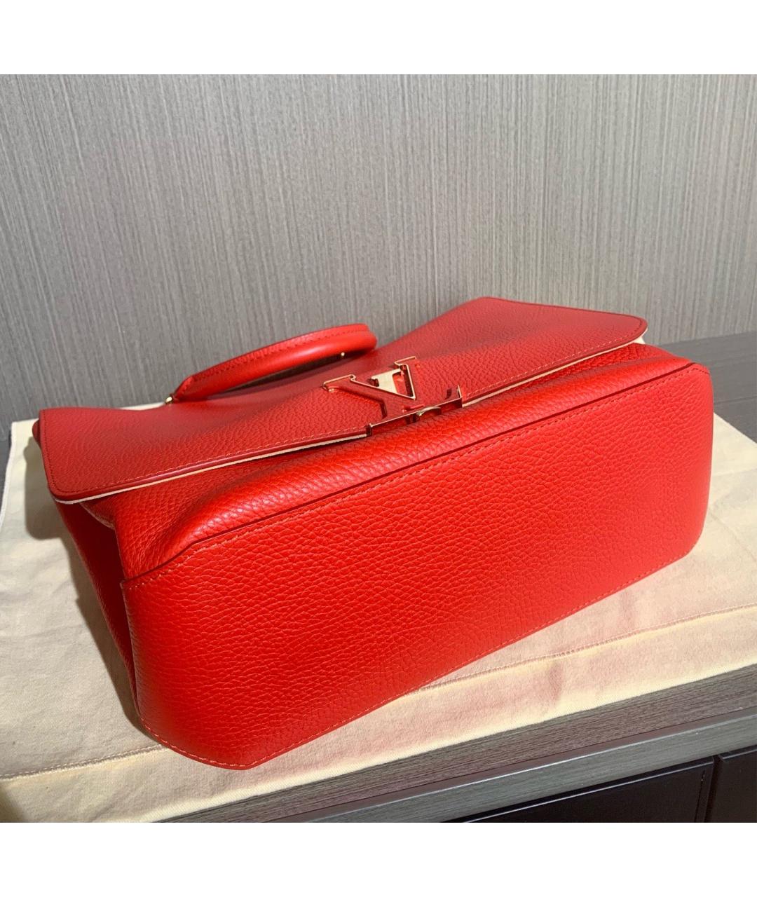 LOUIS VUITTON Красная кожаная сумка тоут, фото 6