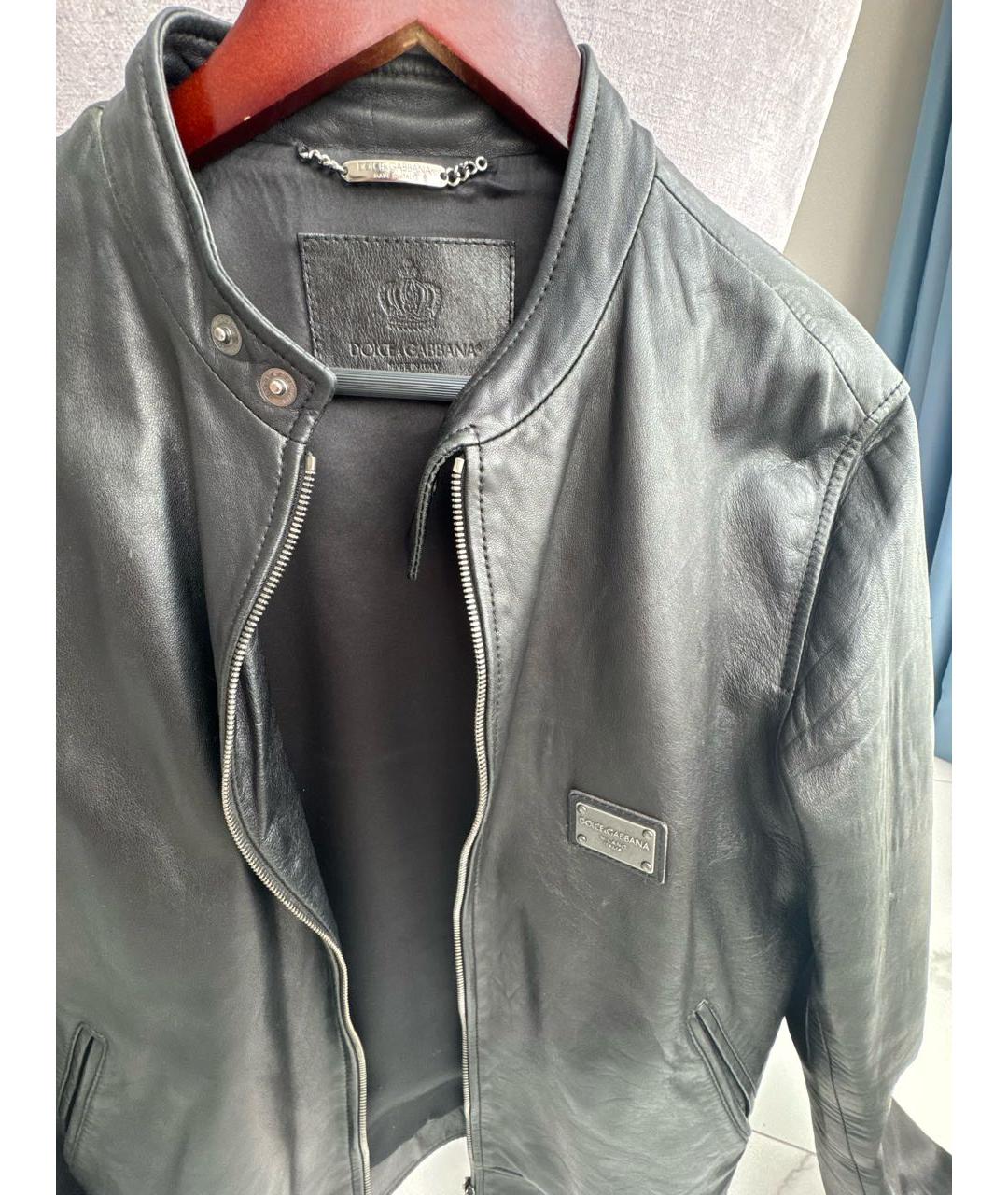 DOLCE&GABBANA Черная кожаная куртка, фото 5