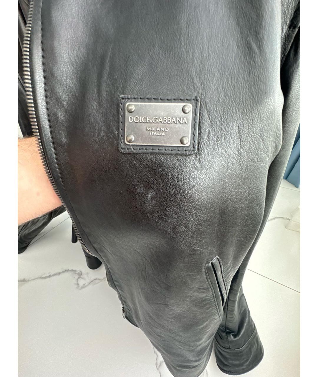 DOLCE&GABBANA Черная кожаная куртка, фото 4