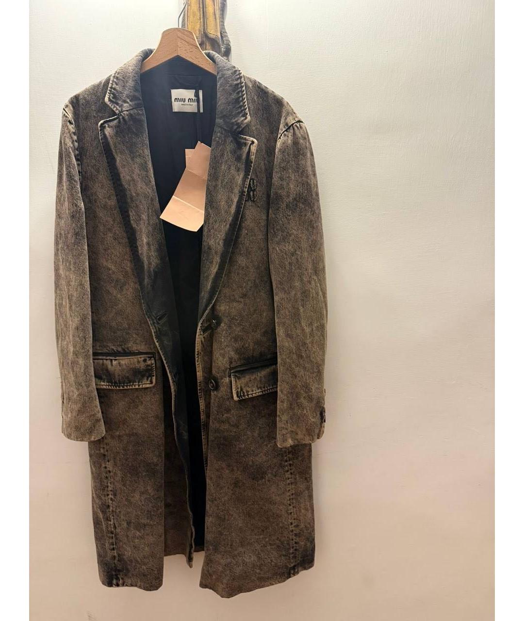 MIU MIU Коричневое деним пальто, фото 3