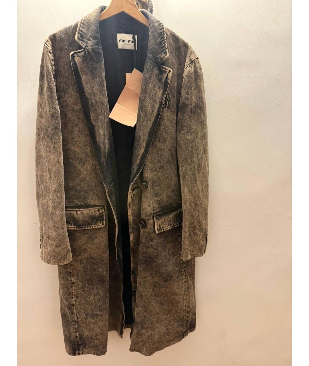 MIU MIU Коричневое деним пальто, фото 2