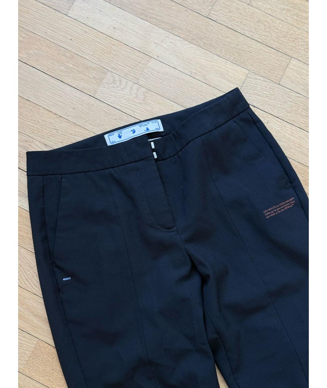 OFF-WHITE Черные шерстяные брюки узкие, фото 3
