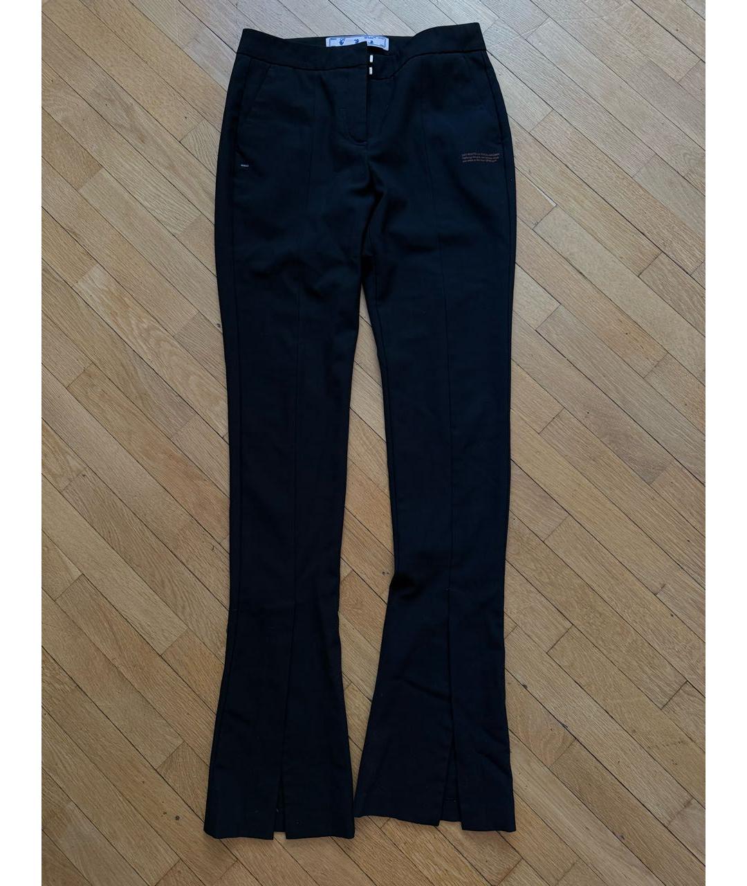 OFF-WHITE Черные шерстяные брюки узкие, фото 7