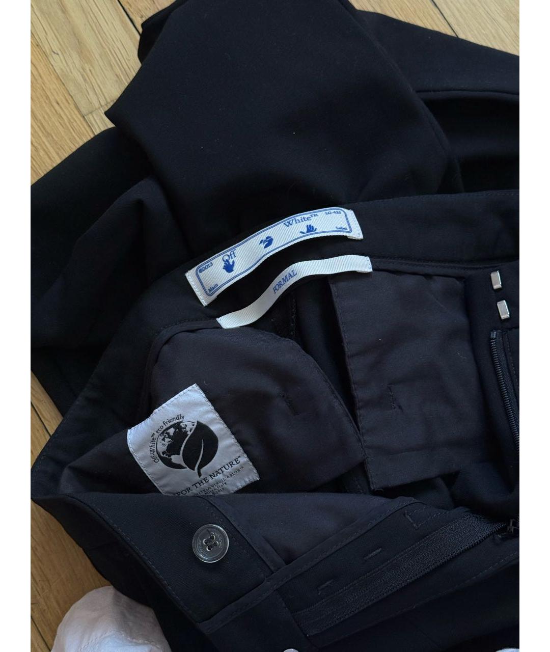 OFF-WHITE Черные шерстяные брюки узкие, фото 6