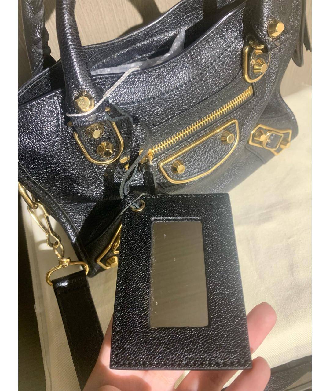 BALENCIAGA Черная кожаная сумка с короткими ручками, фото 7