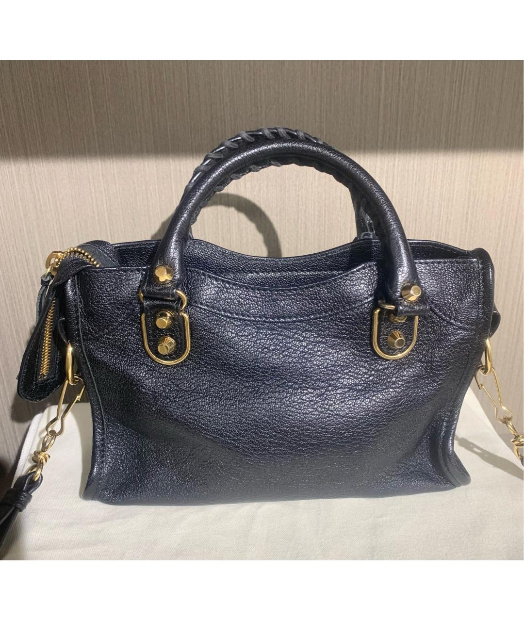 BALENCIAGA Черная кожаная сумка с короткими ручками, фото 2