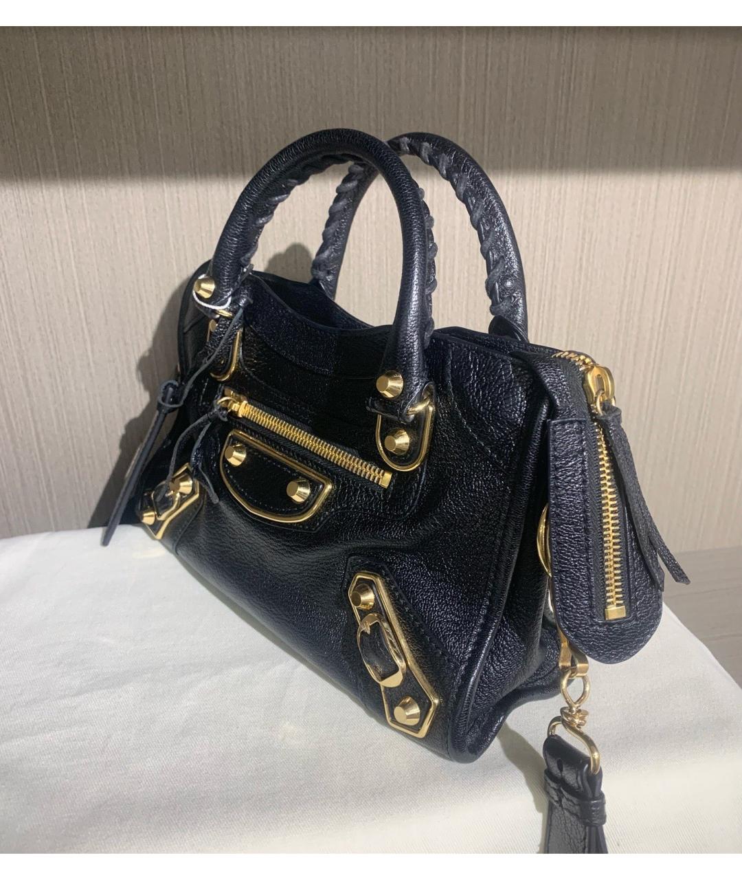 BALENCIAGA Черная кожаная сумка с короткими ручками, фото 4