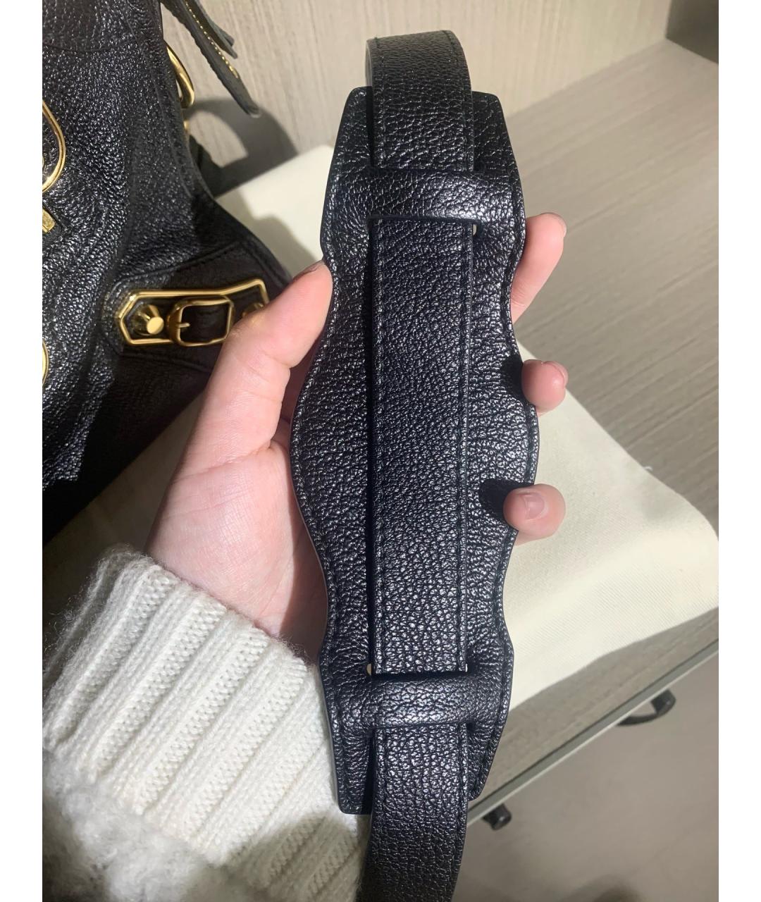 BALENCIAGA Черная кожаная сумка с короткими ручками, фото 6