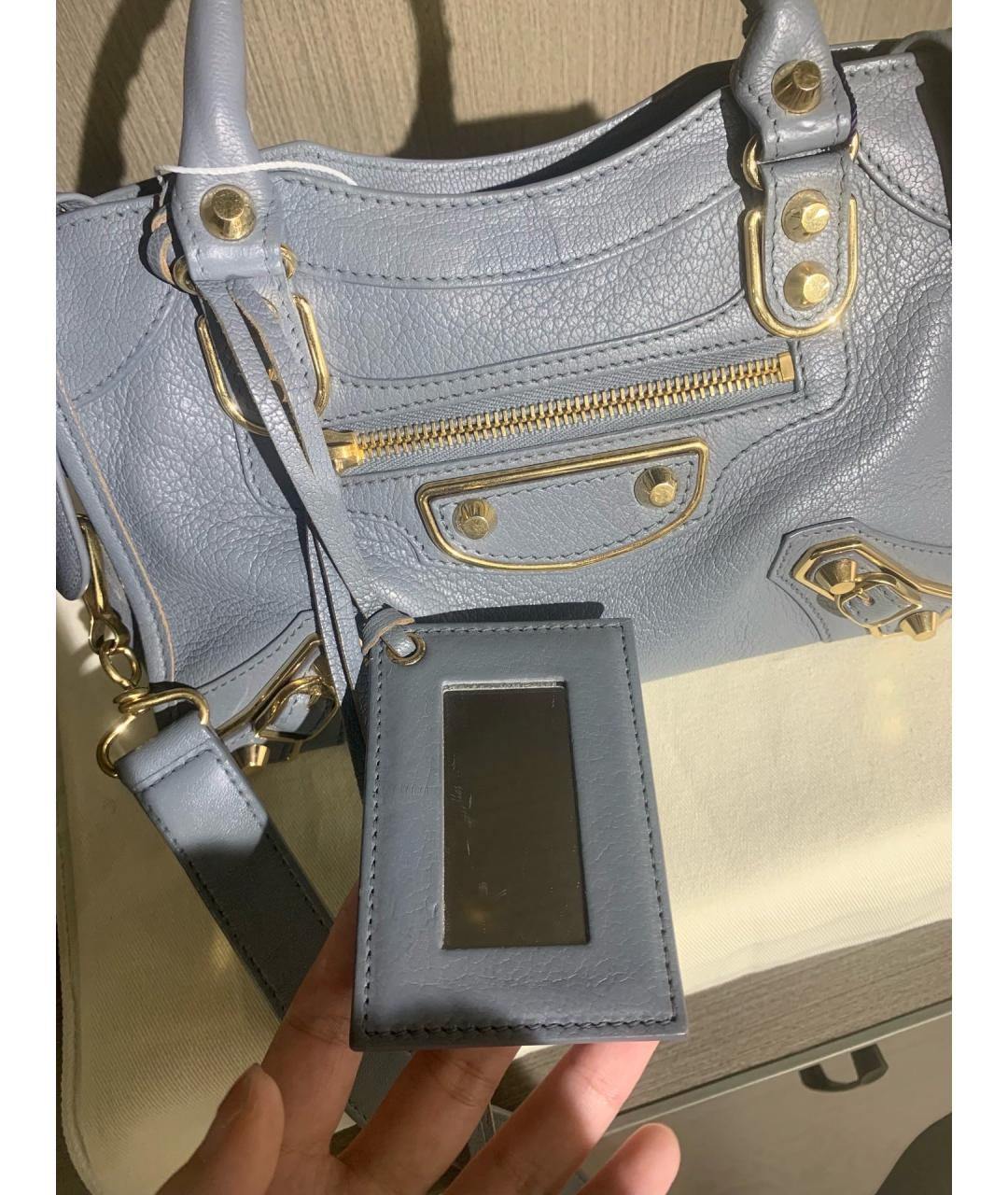 BALENCIAGA Голубая кожаная сумка тоут, фото 5