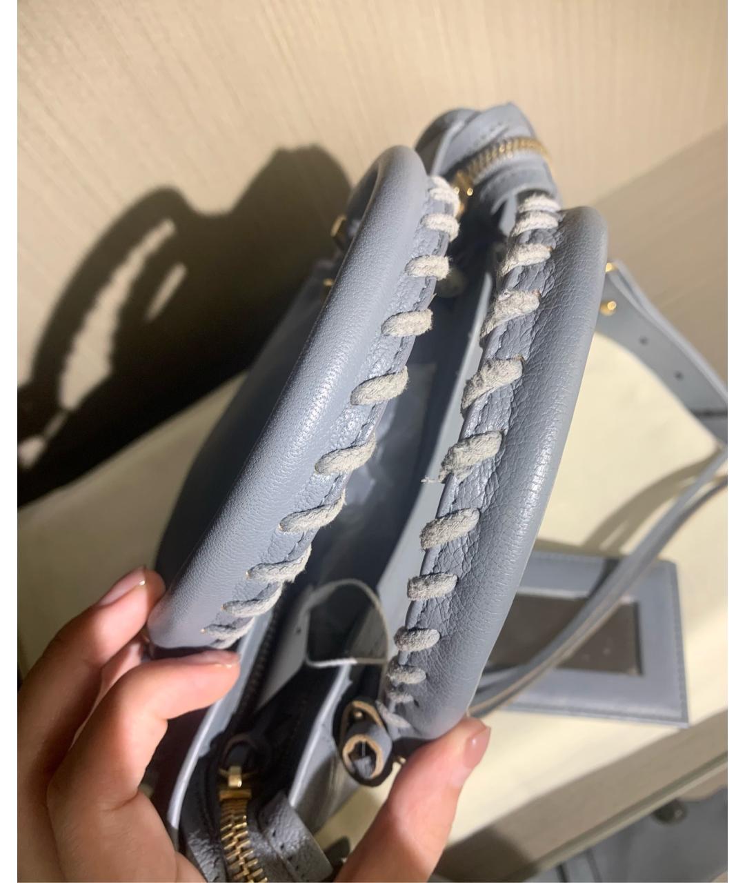 BALENCIAGA Голубая кожаная сумка тоут, фото 6