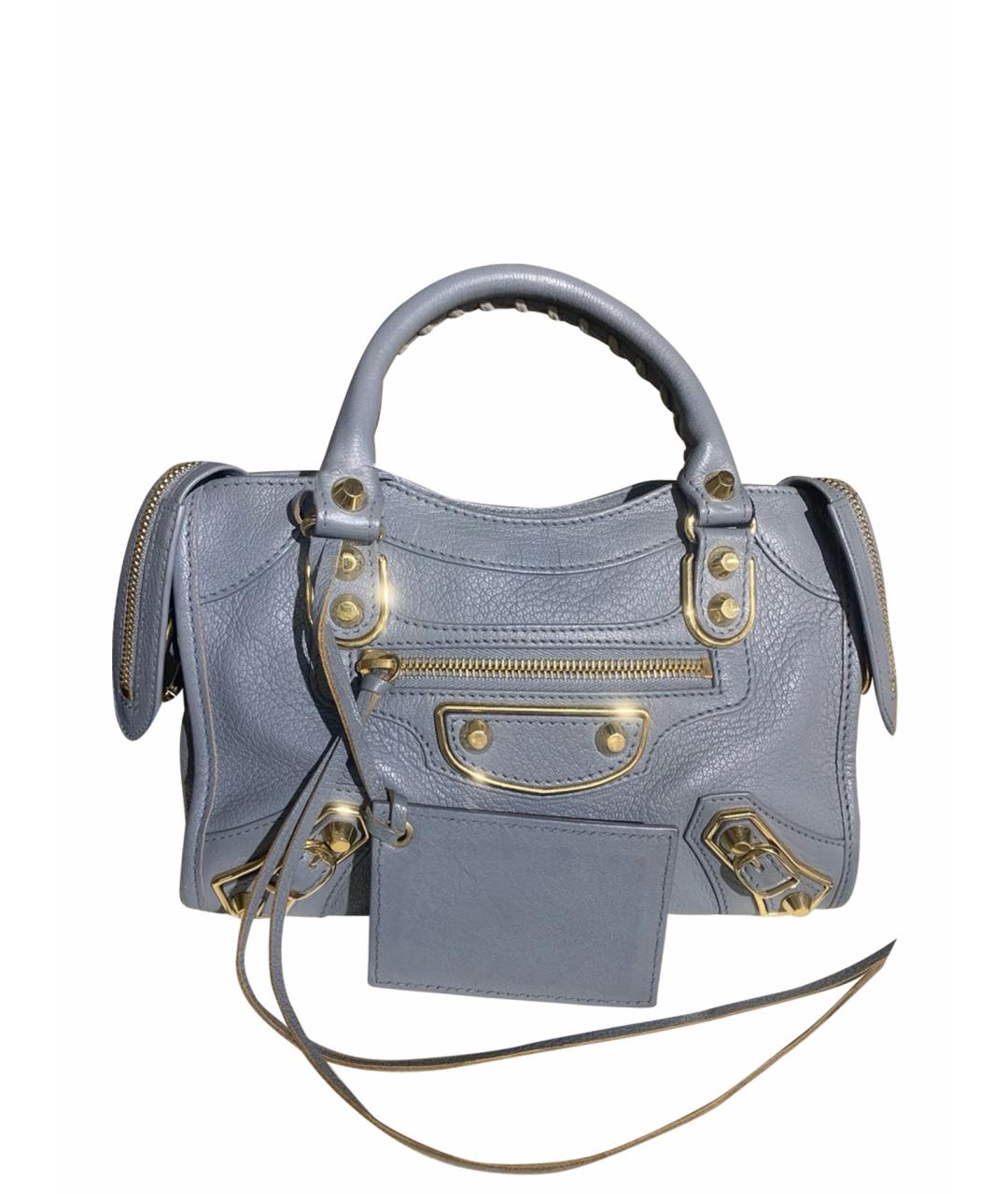 BALENCIAGA Голубая кожаная сумка тоут, фото 1