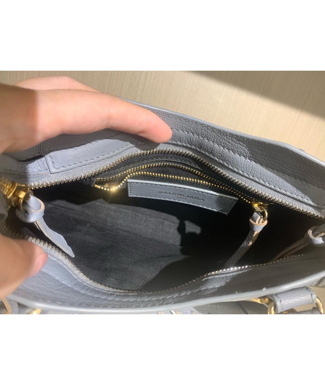 BALENCIAGA Голубая кожаная сумка тоут, фото 8