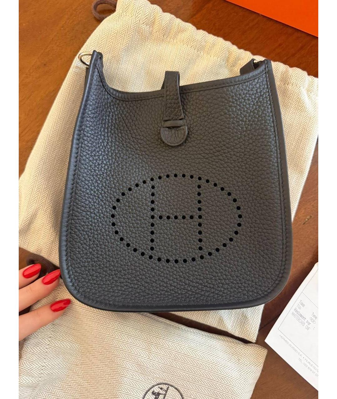 HERMES Черная кожаная сумка через плечо, фото 2