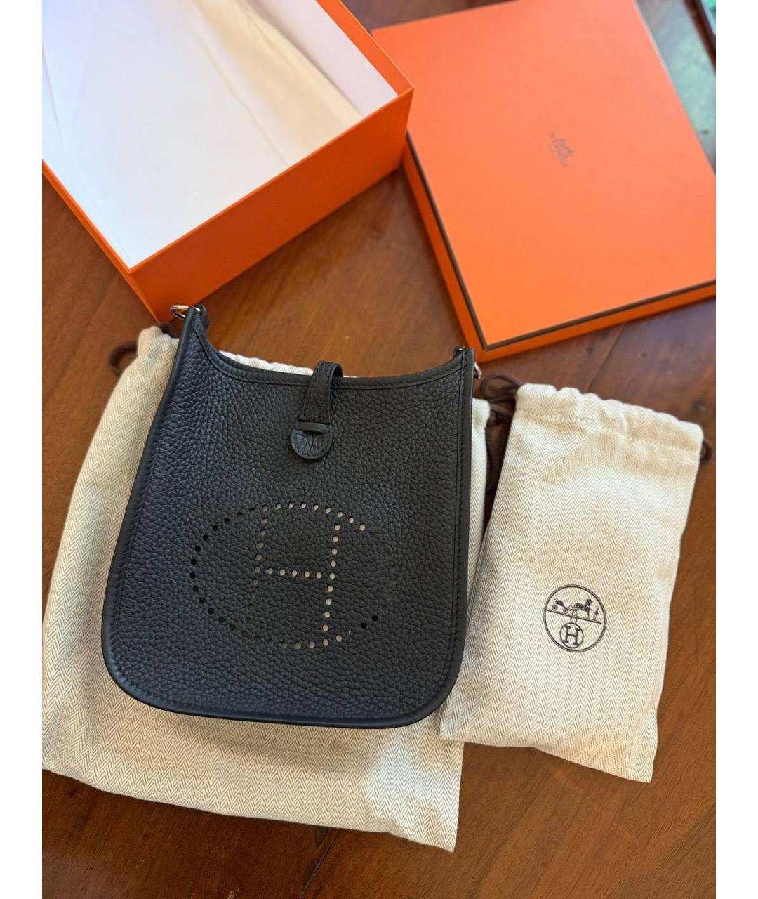 HERMES Черная кожаная сумка через плечо, фото 3