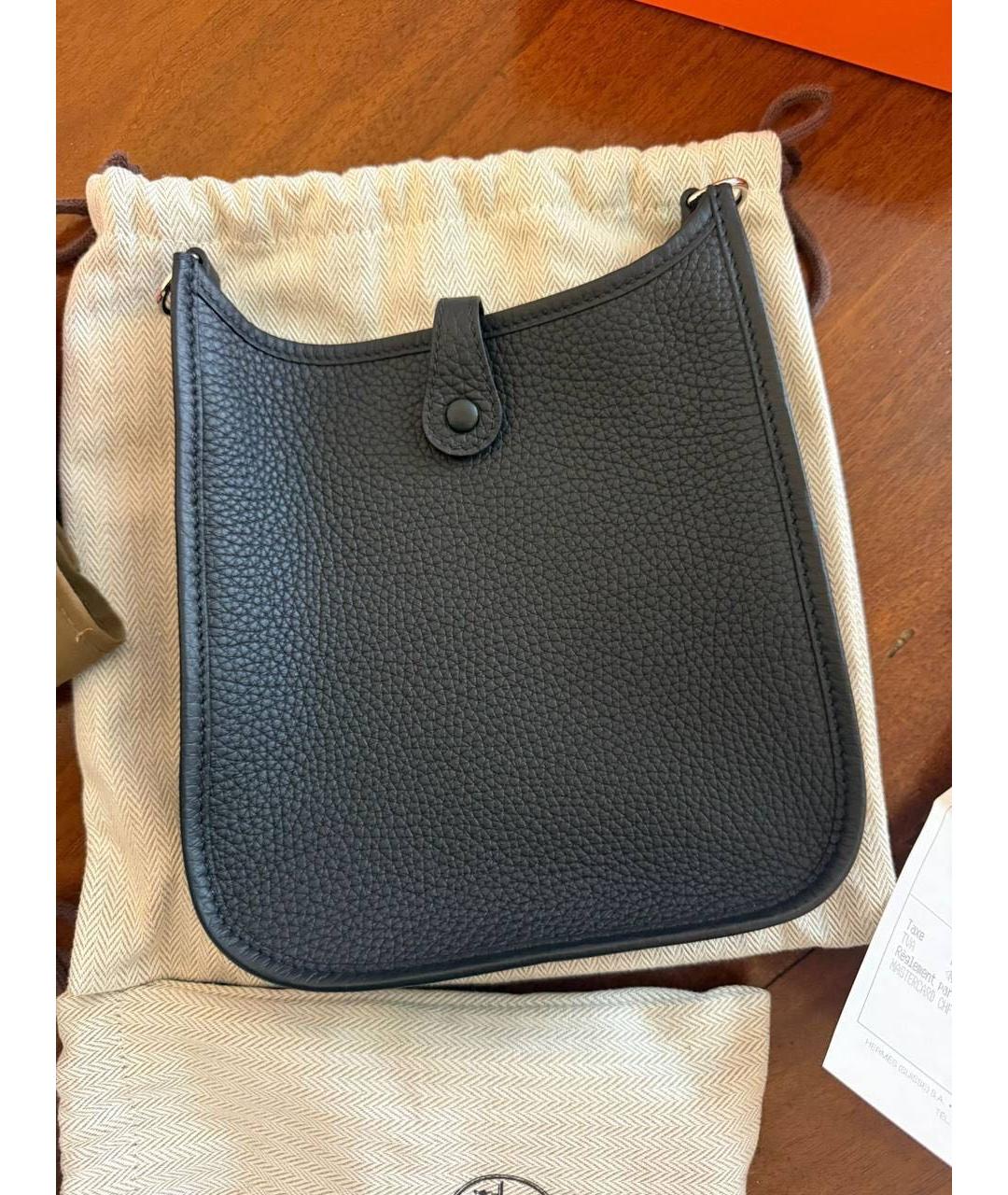 HERMES Черная кожаная сумка через плечо, фото 6