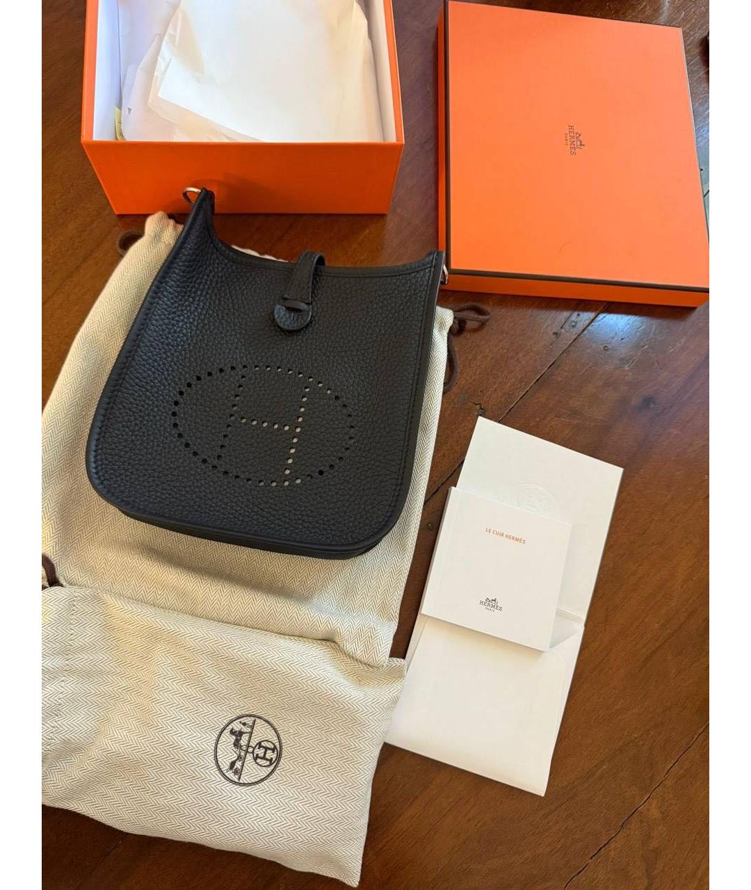 HERMES Черная кожаная сумка через плечо, фото 5