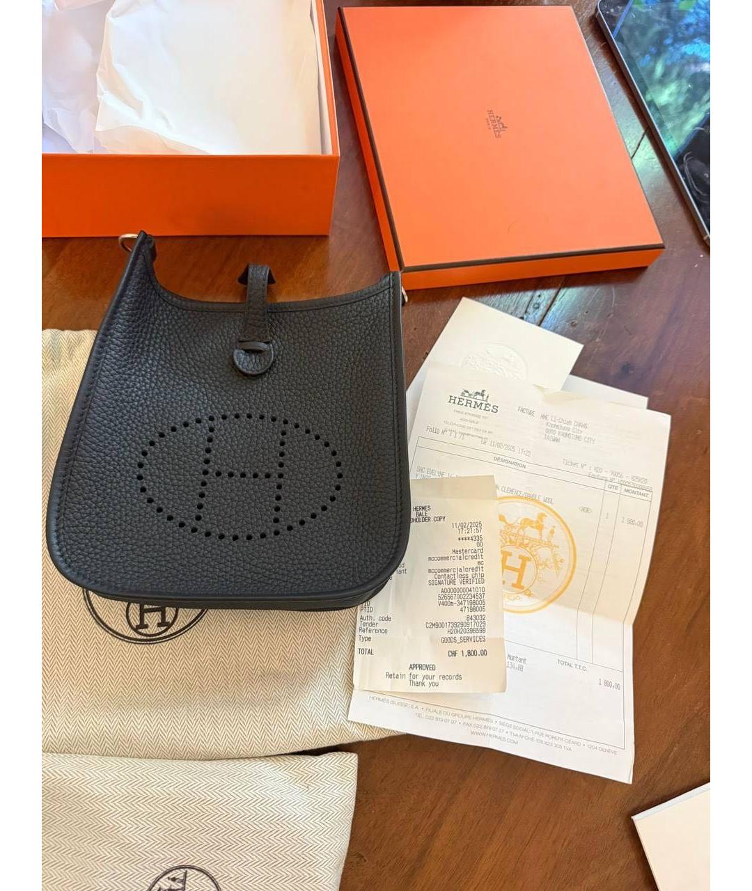 HERMES Черная кожаная сумка через плечо, фото 7