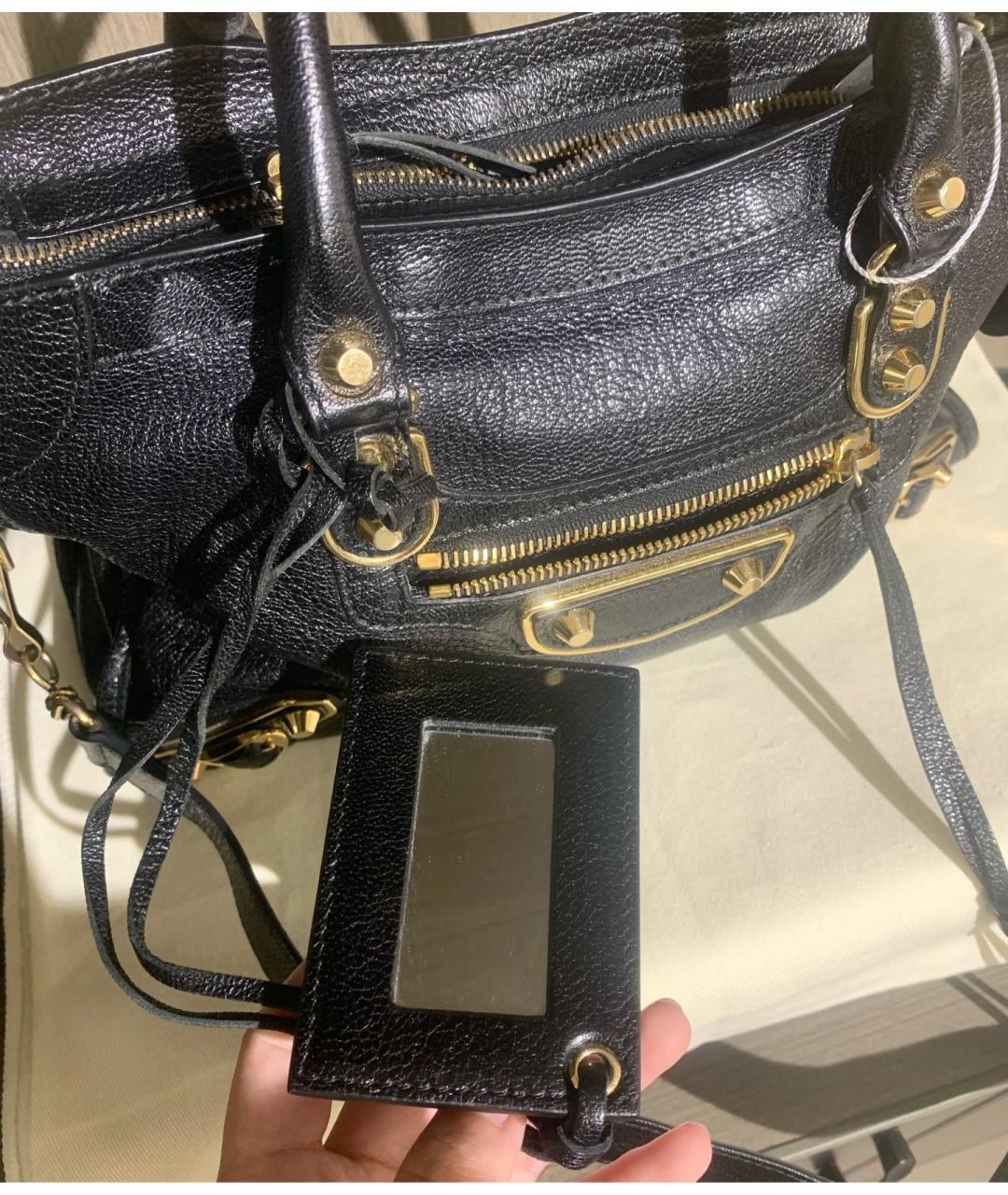 BALENCIAGA Черная кожаная сумка с короткими ручками, фото 8