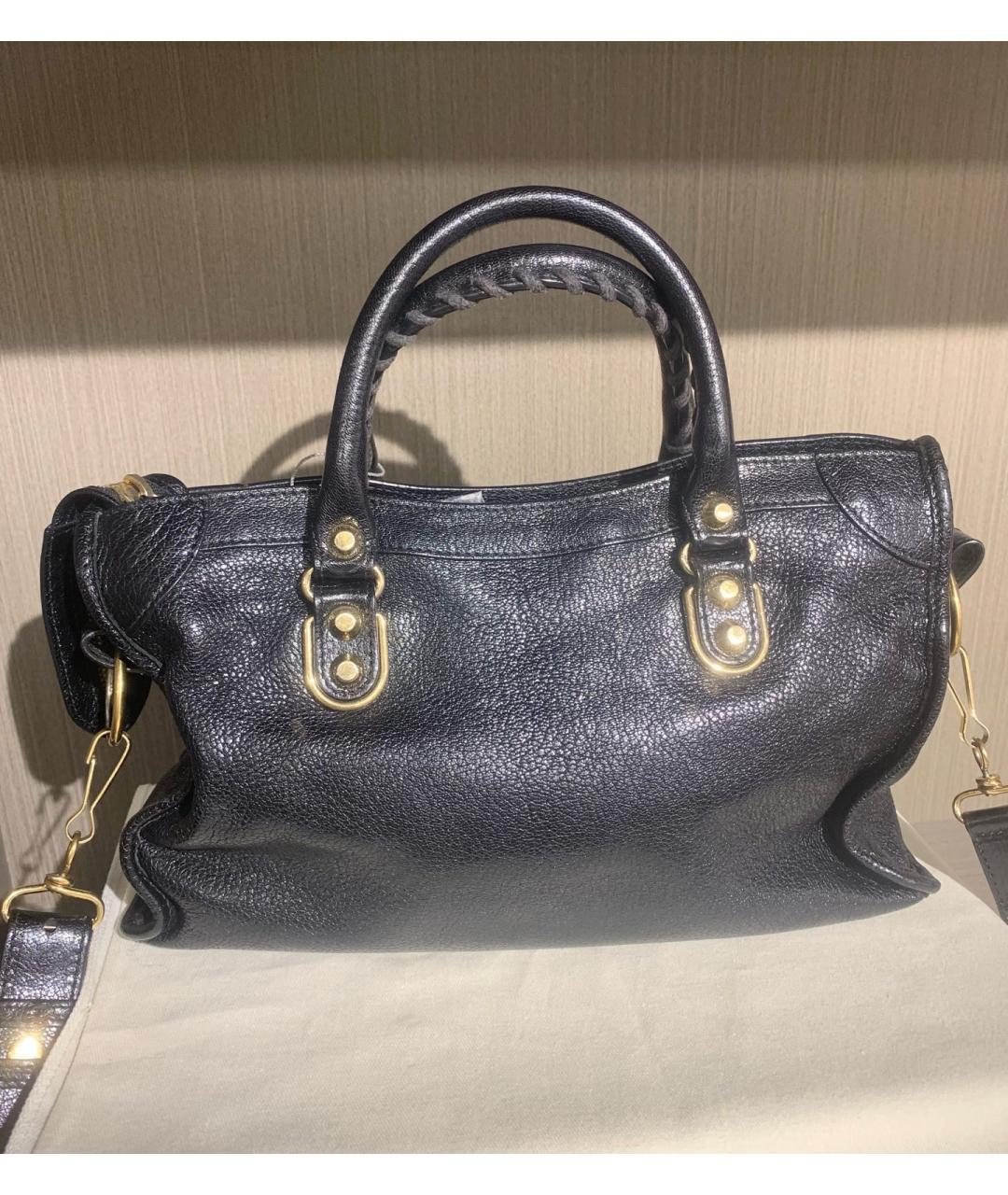 BALENCIAGA Черная кожаная сумка с короткими ручками, фото 2