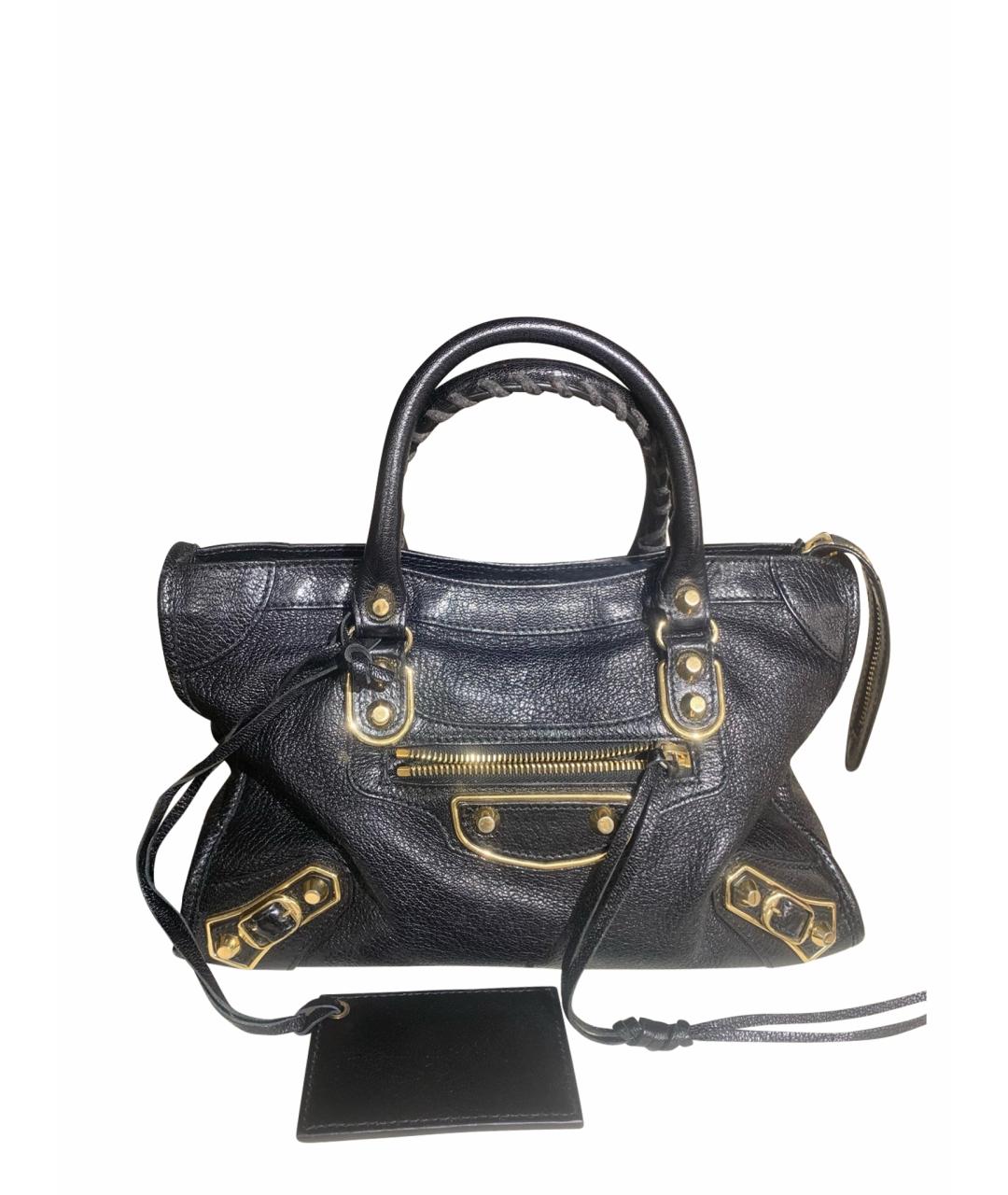 BALENCIAGA Черная кожаная сумка с короткими ручками, фото 1