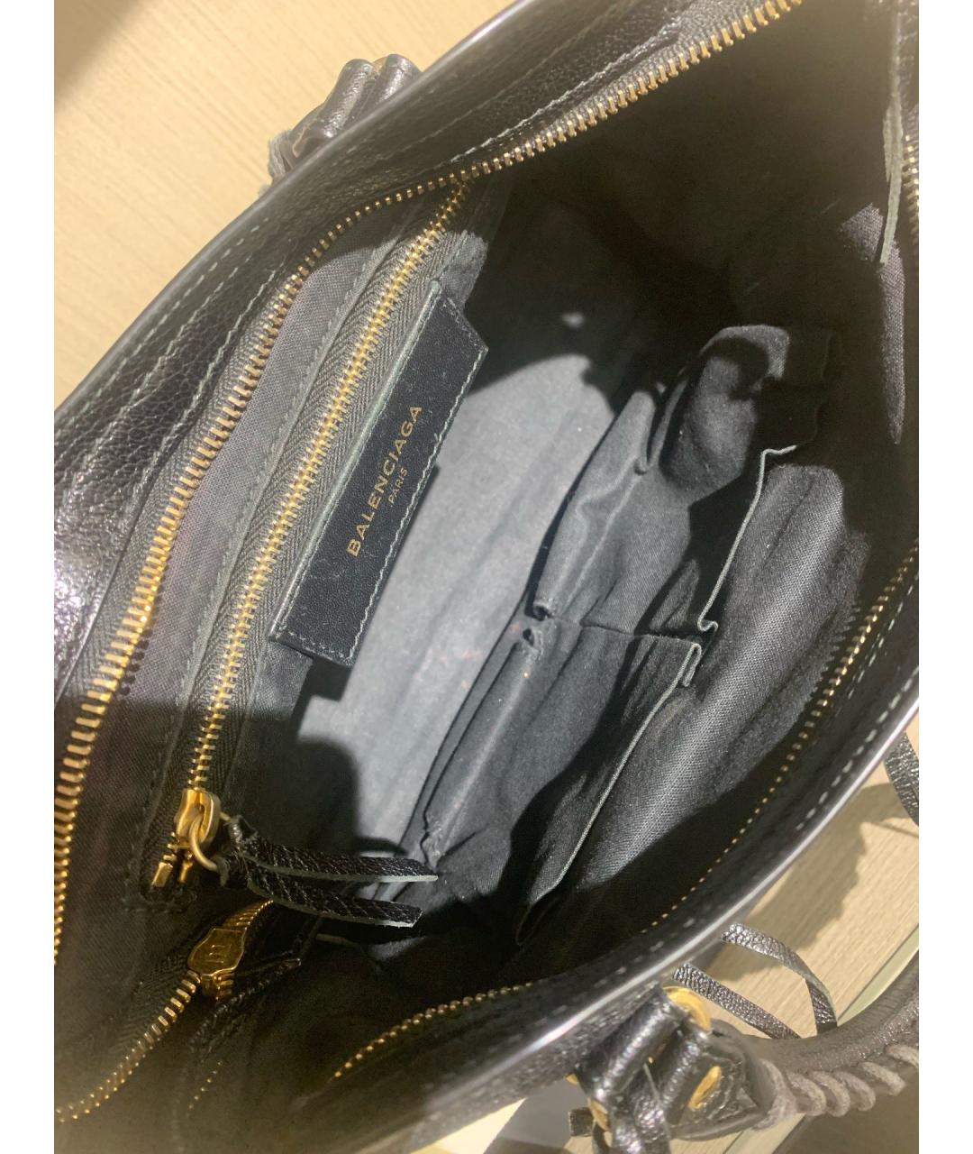 BALENCIAGA Черная кожаная сумка с короткими ручками, фото 6