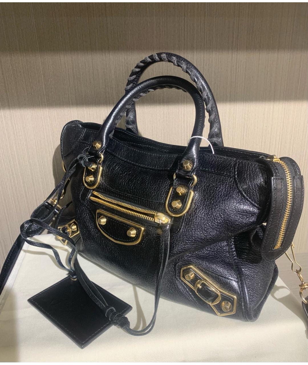 BALENCIAGA Черная кожаная сумка с короткими ручками, фото 3