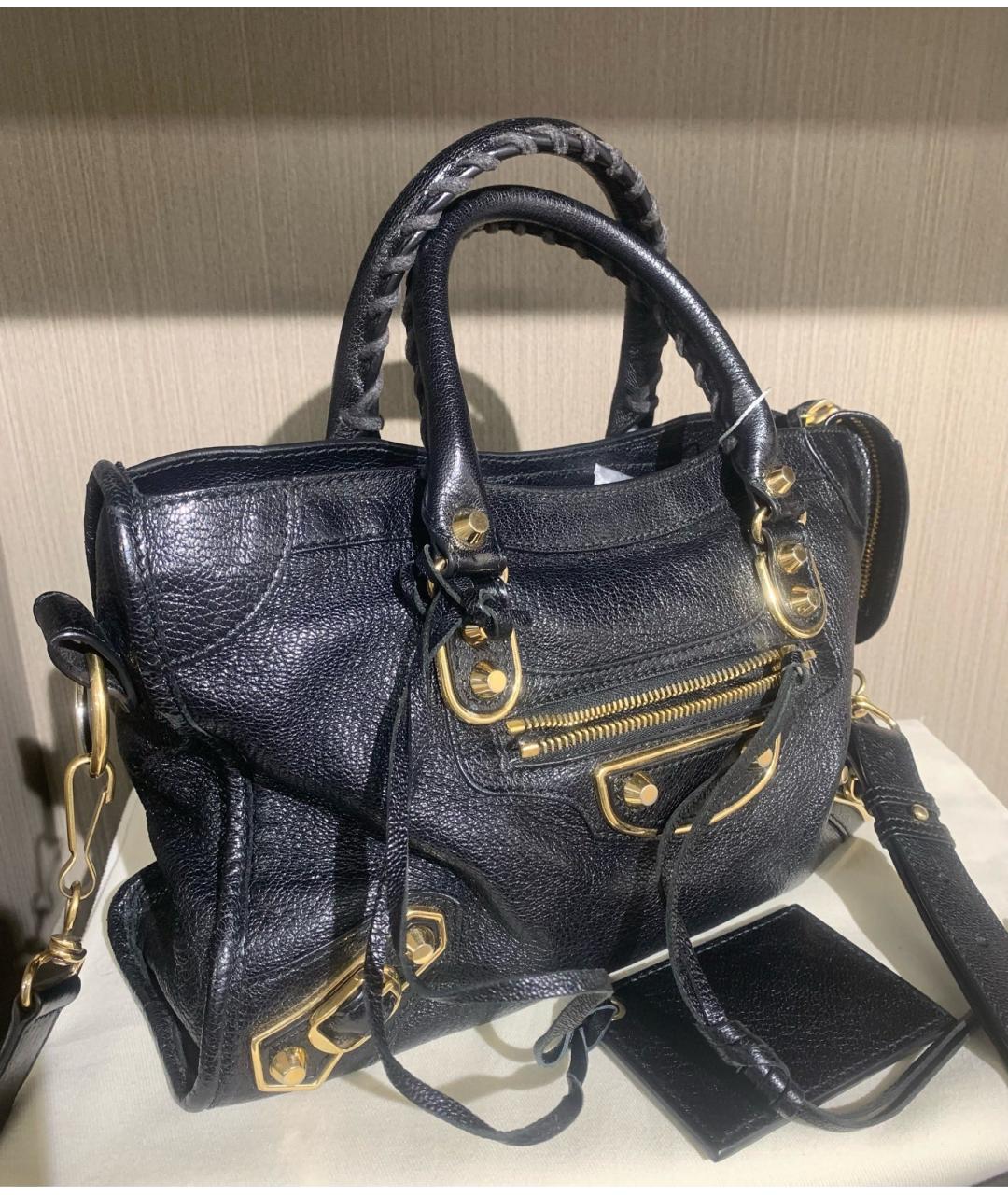 BALENCIAGA Черная кожаная сумка с короткими ручками, фото 4