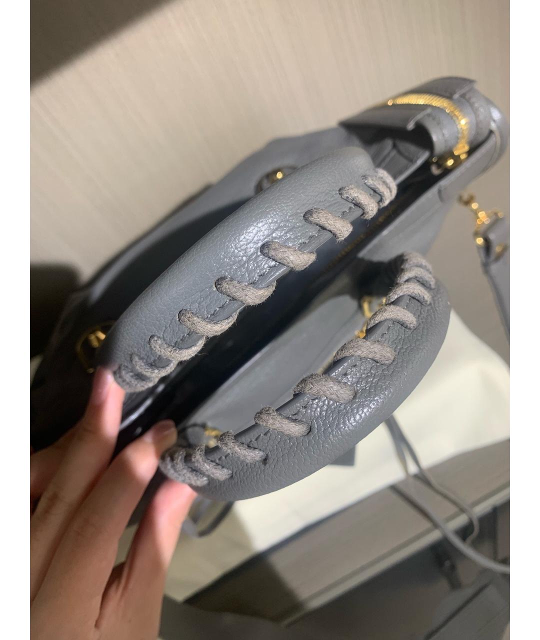 BALENCIAGA Серая кожаная сумка с короткими ручками, фото 5