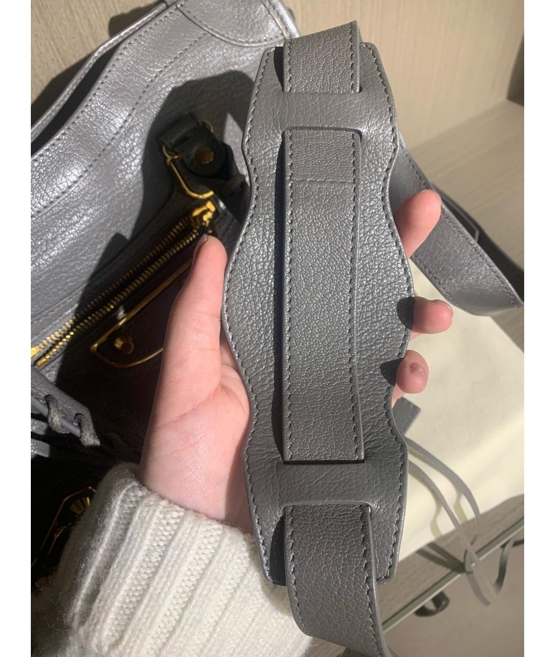 BALENCIAGA Серая кожаная сумка с короткими ручками, фото 7